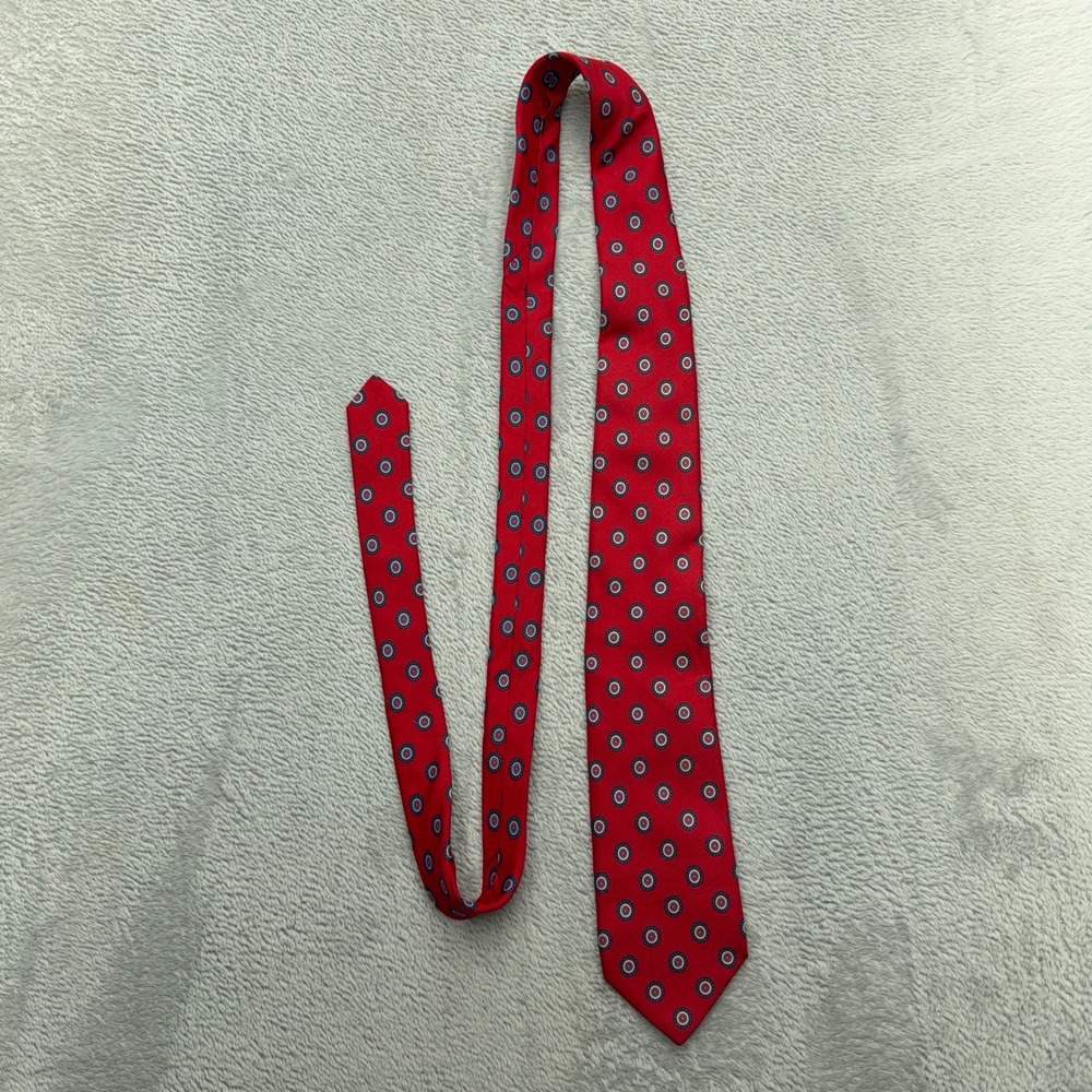 Robert Talbott Necktie Mens OS Red Medallion Geometric Silk Hand Sewn USA Made